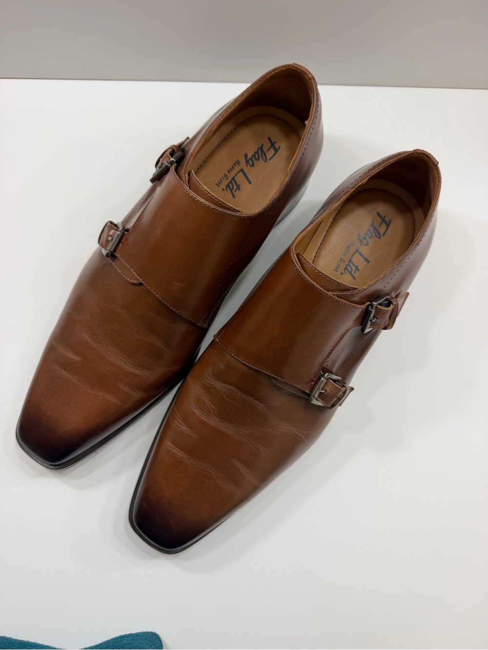 Flag LTD. Men's Leather Double Monk Strap Dress Shoes Brown - Size